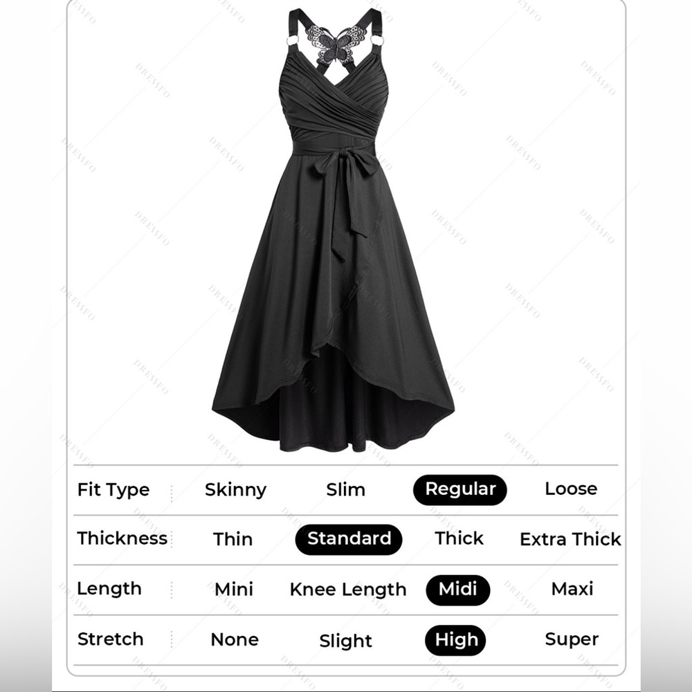NWOT Black Midi Dress with Butterfly Detail - Picture 6 of 8